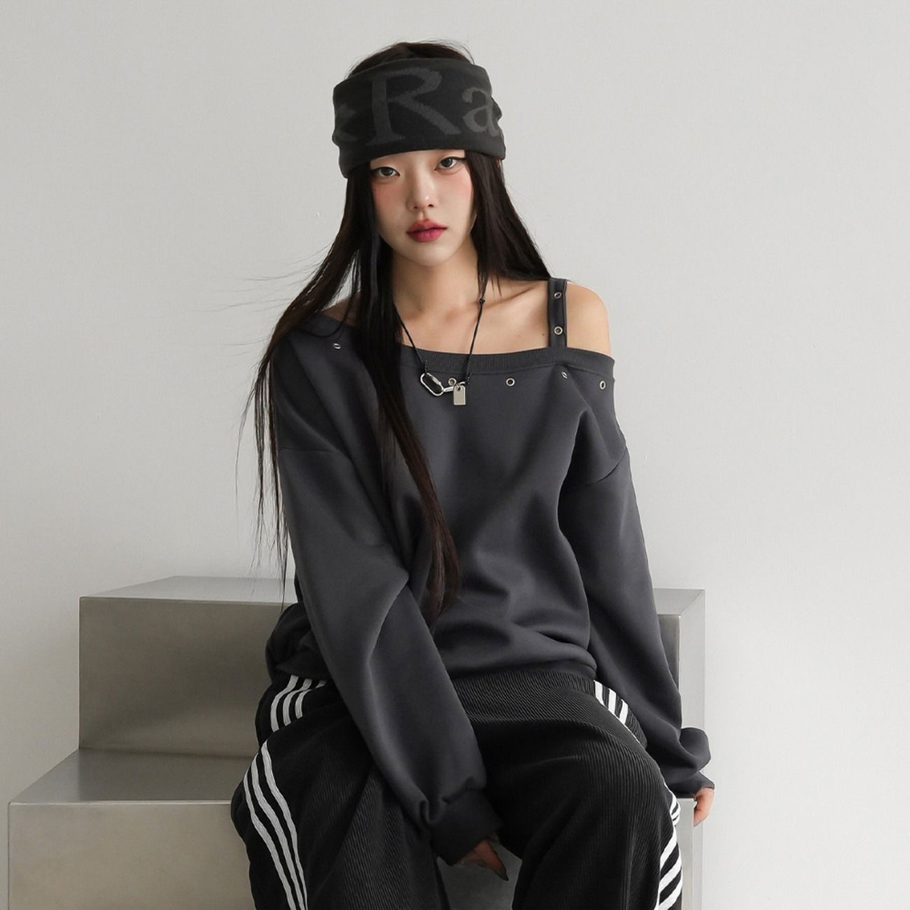 Kenty Eyelet Off-Shoulder Sweatshirt