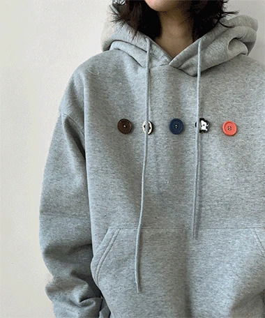 Mizuka Button Fleece-lined Overfit Hoodie