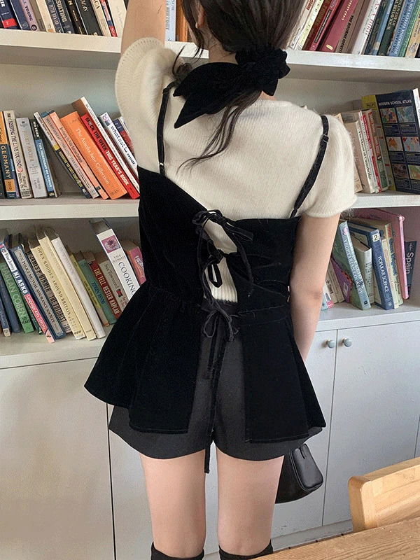 Lovea Velvet Layered Bustier Blouse