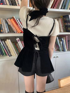 로베아 벨벳 레이어드 뷔스티에 블라우스