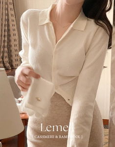 Lemel Collar Waist Cinch Fit Knitwear Cardigan