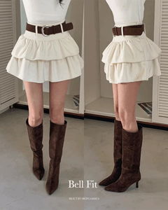 벨핏 스웨이드 벨트세트 속바지 모직 겨울 치마 플리츠 캉캉 미니 스커트