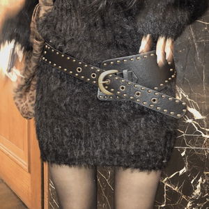 다미 빈티지 스터드 레더 벨트