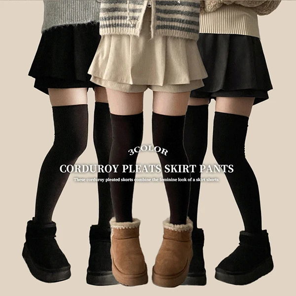 デュアン コーデュロイ プリーツ スカートパンツ ミニスカート
