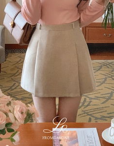 Made) Double wool pintuck pleated skirt