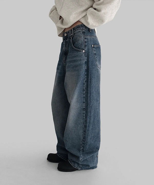 Milaf snap button wide denim pants