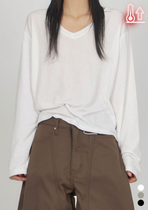 Fleece Overfit V-neck T-Shirt TS077