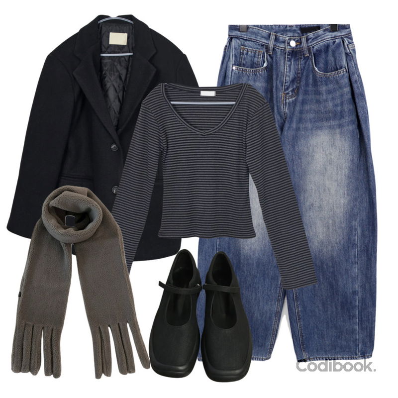 DUGGY 사피아노 더비 메리제인 (2color),EEZEE Stripe V-Neck Span T-Shirt TS059,MANDARINE TREE 옥토퍼스 플리스 후리스 수술 머플러 롱목도리 큰목도리 7 color 블루/화이트/핑크등을 매치한 코디