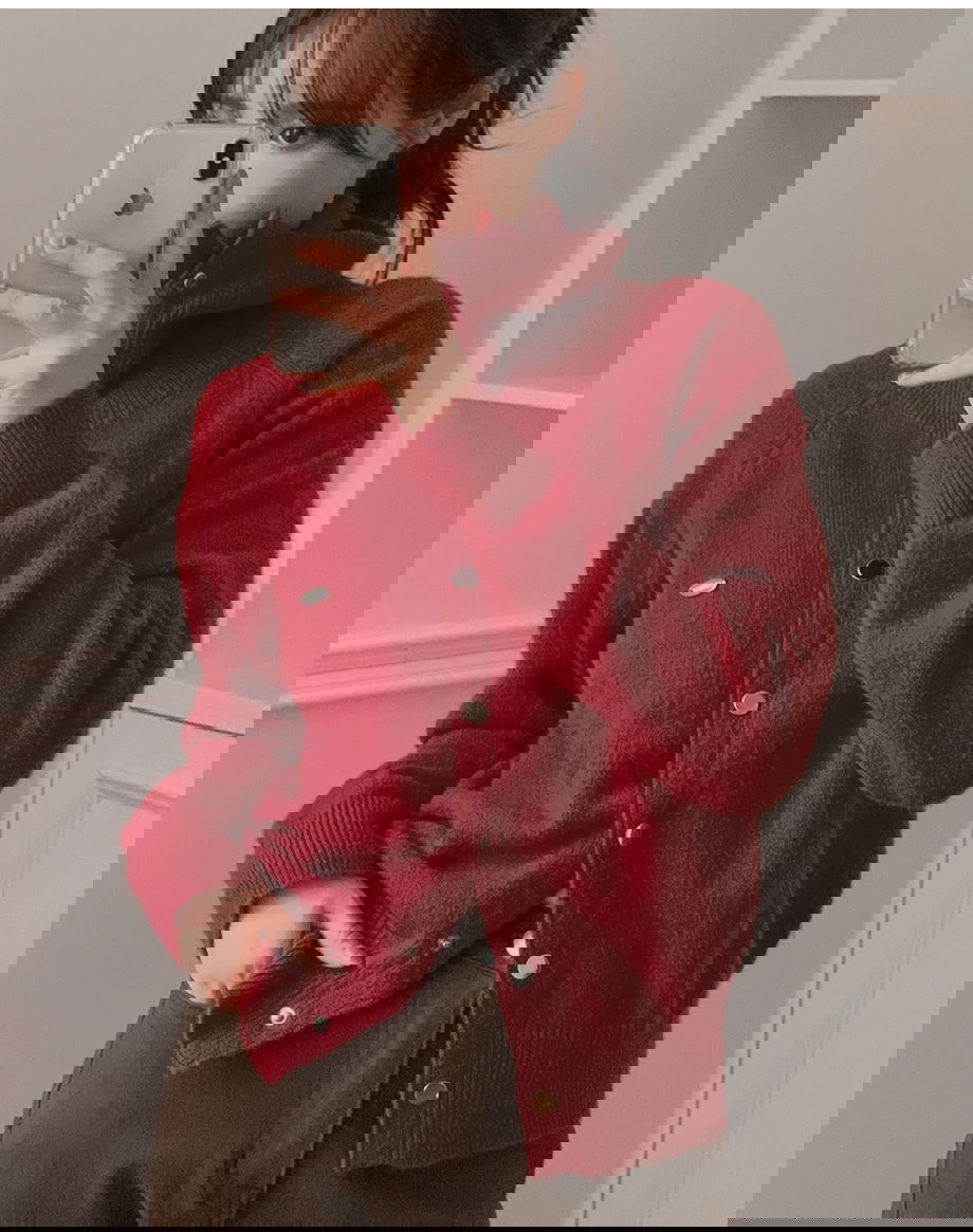 히티브오 하이넥 펜던트 니트 가디건