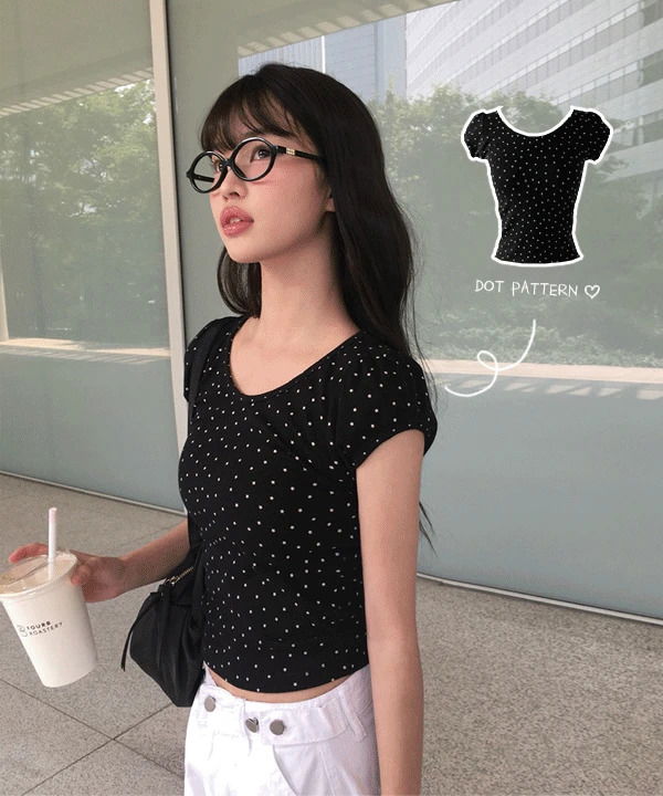 ネックスタースター袖パフ半袖Tシャツ