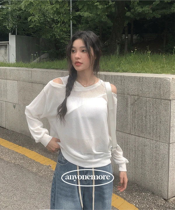 Sub-zero shoulder slit see-through Sweatshirt