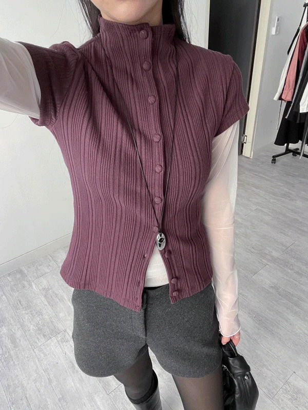 Pomelo mock neck short sleeve cardigan 針織外套