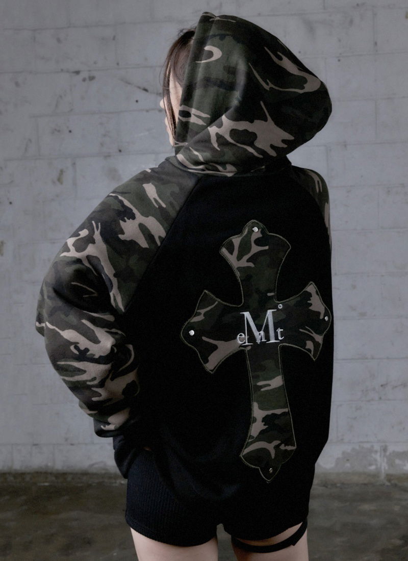 LIBERA CAMO CROSS RAGLAN HOOD ZIP-UP UNISEX 拉鍊外套