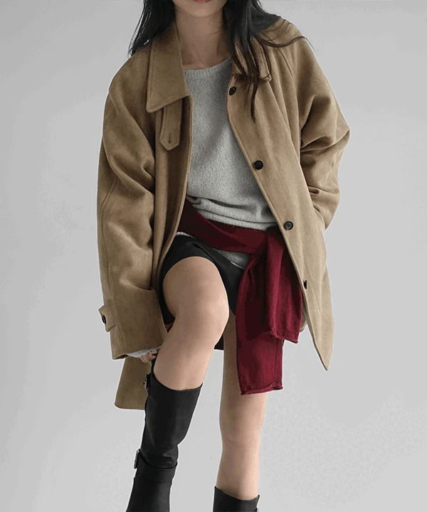 アケットスウェードハイネックハーフジャケット