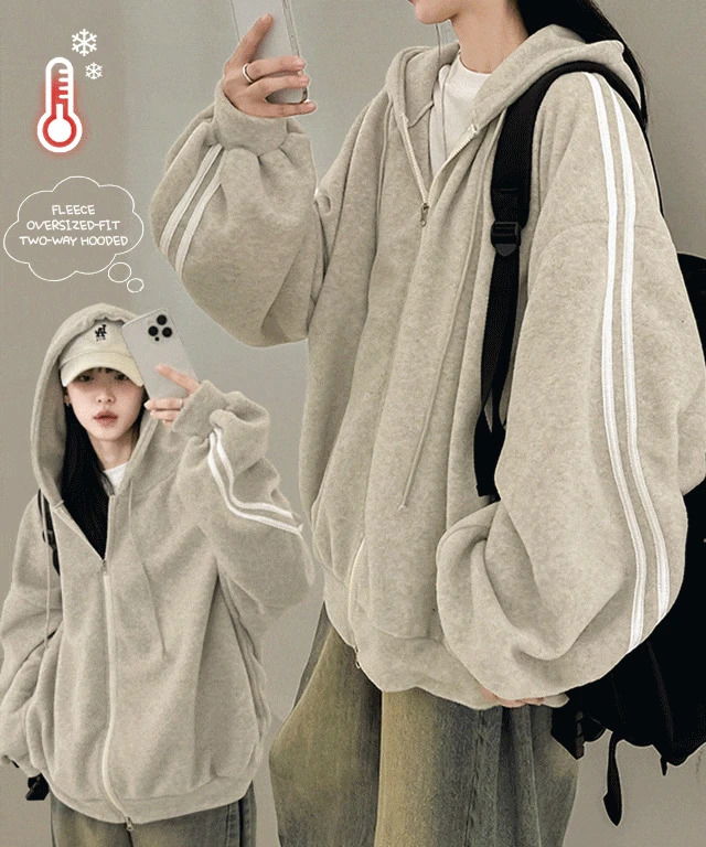 素色長版落肩連帽外套