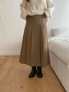더프 울 플리츠 스커트