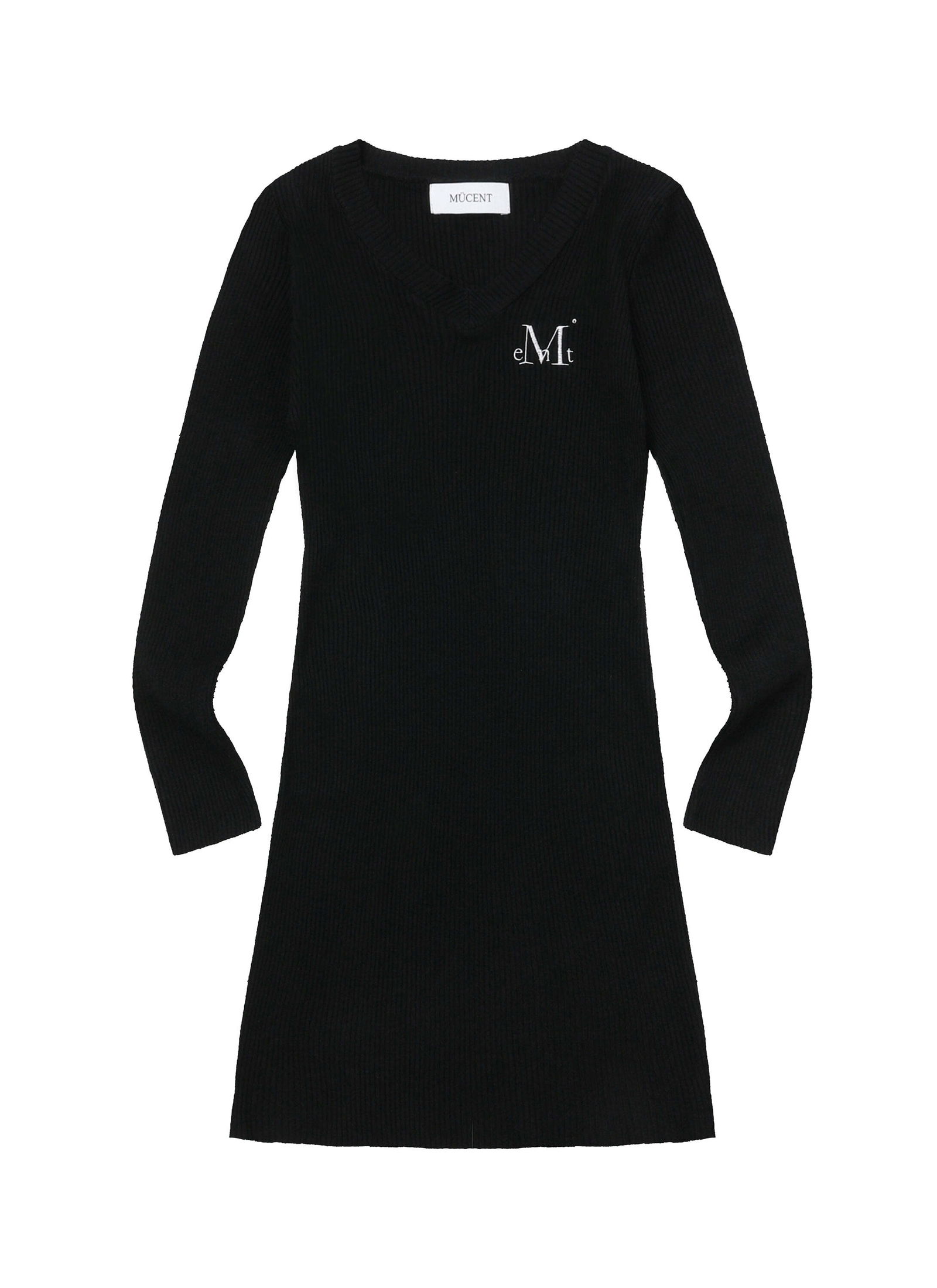 派尼V領緊身羅紋連身洋裝（2色）