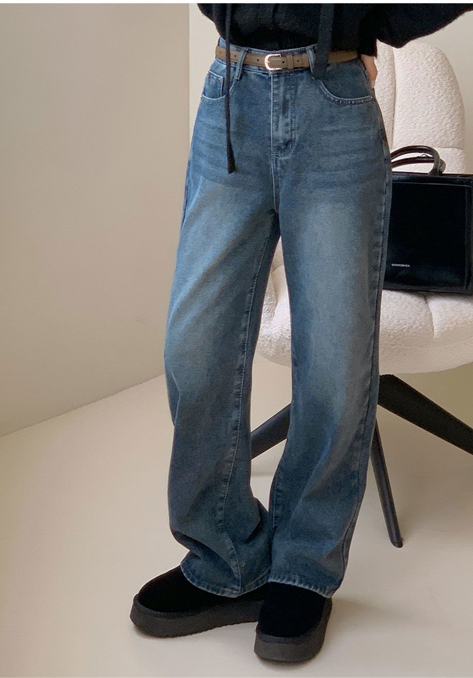 리리앤코 (빅사이즈) 벨티닌 가죽 실버 라운드 버클 롱 벨트