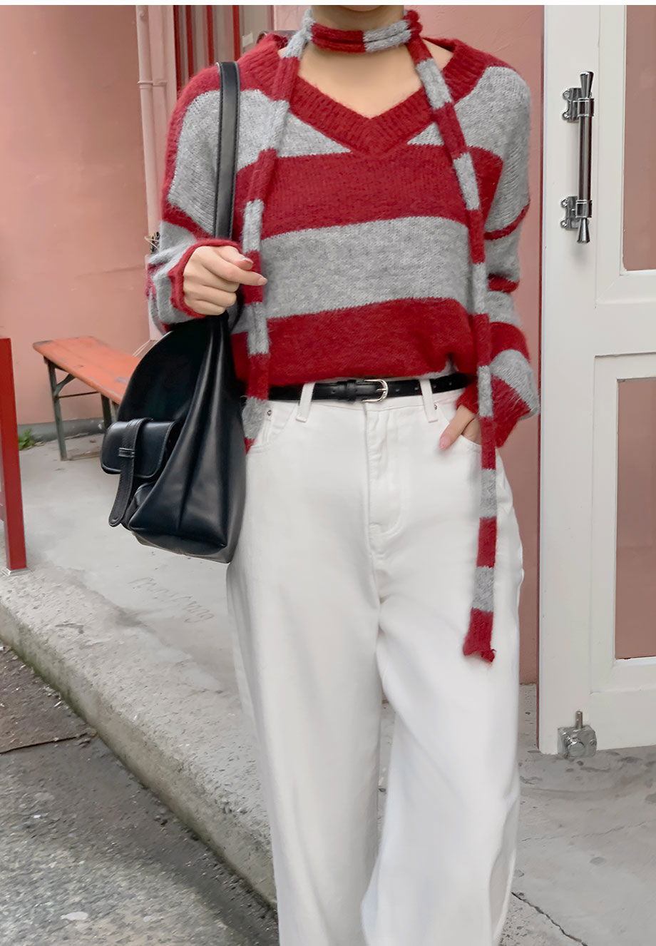 리리앤코 (빅사이즈) 벨티닌 가죽 실버 라운드 버클 롱 벨트