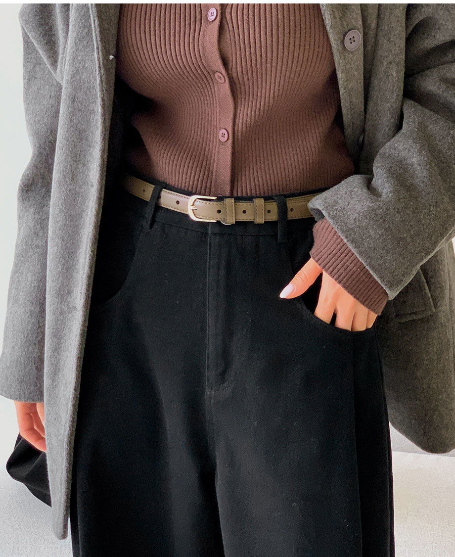 리리앤코 (빅사이즈) 벨티닌 가죽 실버 라운드 버클 롱 벨트