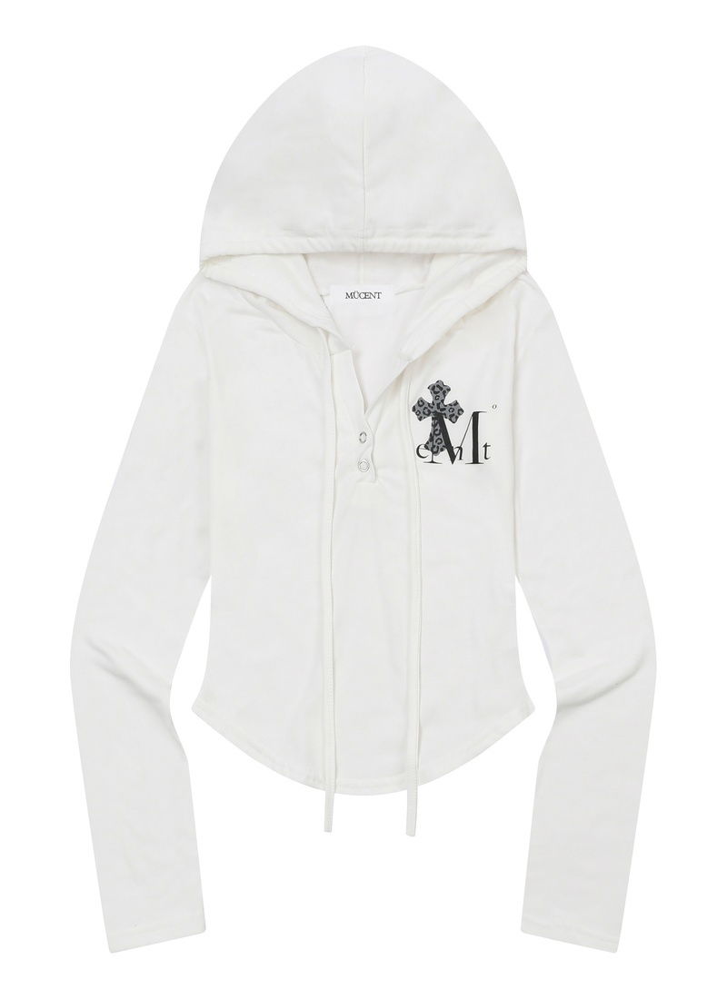 SAHARA LEOPARD CROSS SLIM FIT SNAP BUTTON HOOD T (2 colors) 長袖上衣