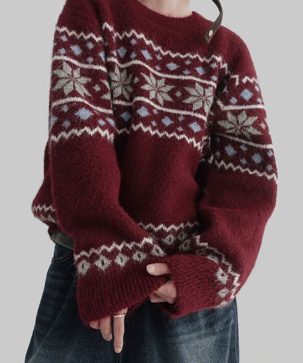 Schwente Wool Overfit Nordic Pattern Knitwear 针织衫
