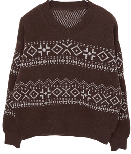 차니 노르딕 브이넥 긴팔 니트