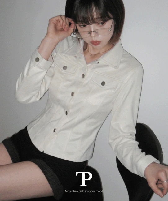 초닌 슬림핏 스웨이드 포켓 버튼 밑단 굴림 셔츠 (3color)