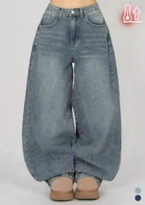 Hem Cut Fleece Wide Denim DE067