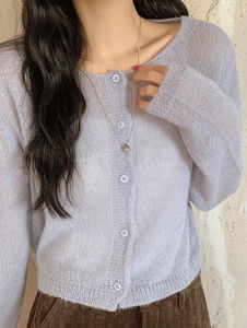 Cotton Wool Alpaca Crop Knitwear Cardigan - 9 Colors