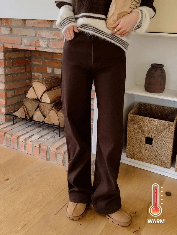 內刷毛休閒寬褲