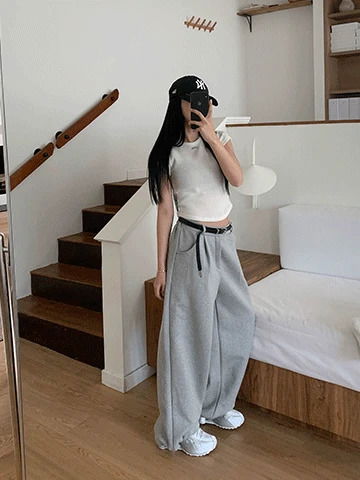 磨毛摺褶兩穿運動褲