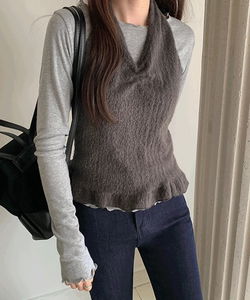 ヒアブンシャーリングフリルホルターネックスリーブレス