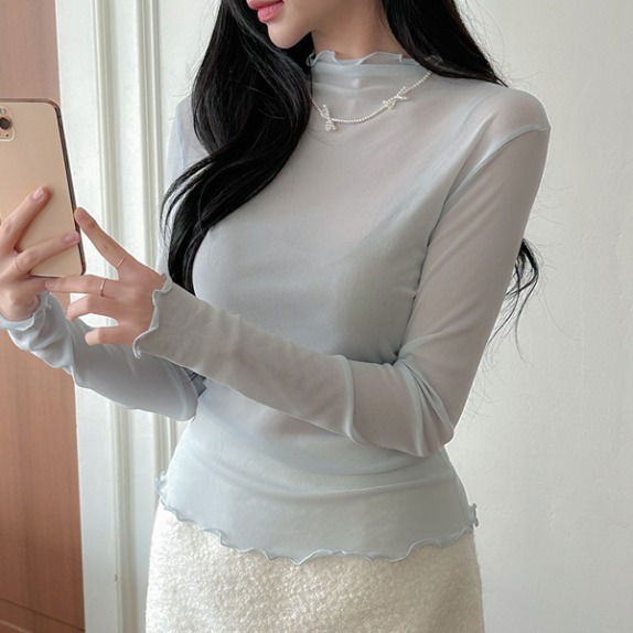 Planning/ Cynthia See-Through Wave T 衬衫