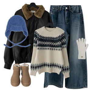 데님,자켓,니트 코디