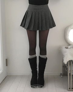 A字百褶迷你短裙