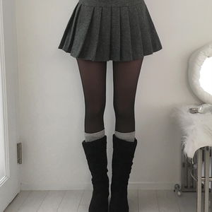 하보 A라인 플리츠 모직 스커트