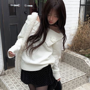 레므 도트 벨벳 미니 스커트