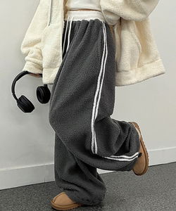 Warm, fluffy color blocking track pants