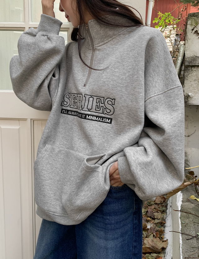 セイリールーズフィットミンクフリース半ジップスウェット