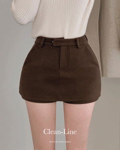 Cleanline high-waist buckle hidden button pocket underpants wool winter H-line mini skirt skirt pants