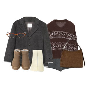 반바지,니트,코트 코디