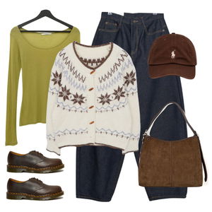 데님,가디건&베스트,숄더백 코디