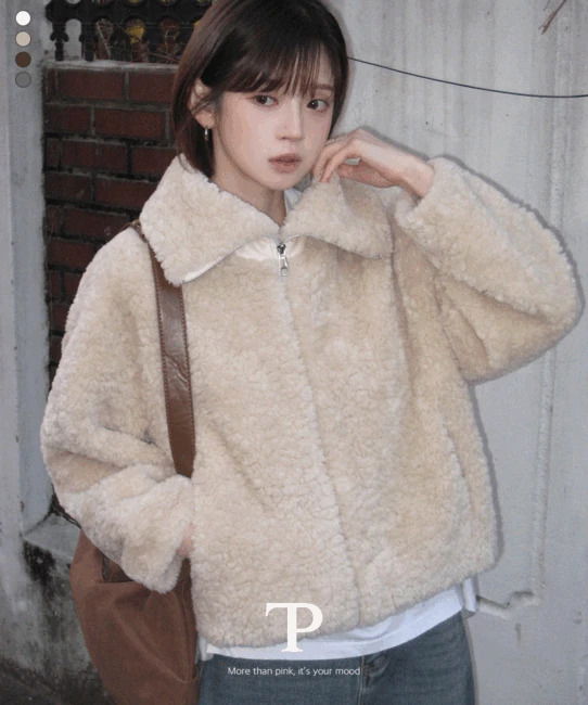 Pica Loose-fit high-neck fleece poggle collar fur zip-up jacket 拉鍊外套