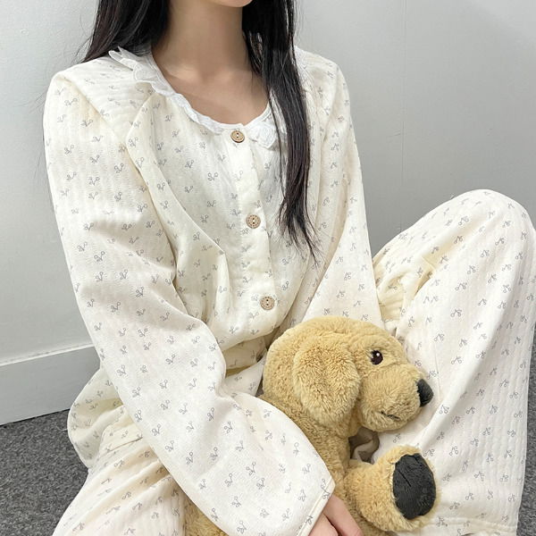 Creamy Quilted Pajama Set 套裝