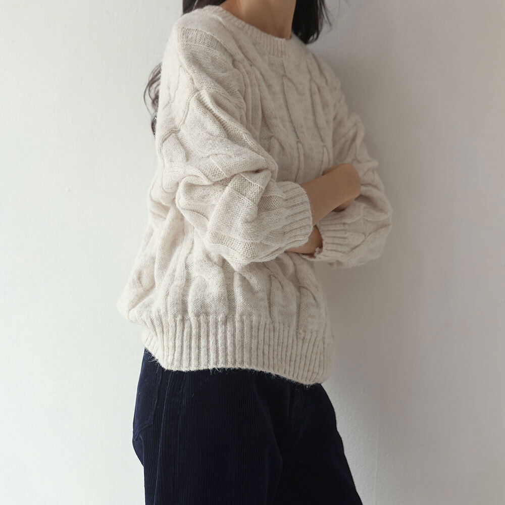 Claire Wool Loose Bocashi Cable Round Knit