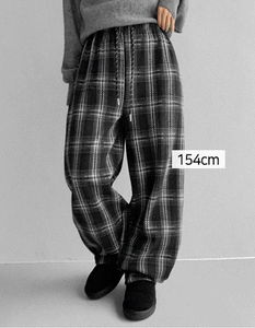 Pocket Check 2 Banding Fleece Curved Pants