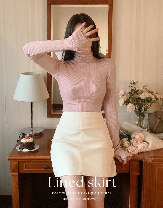 Lined cotton Fleece-lined mini skirt