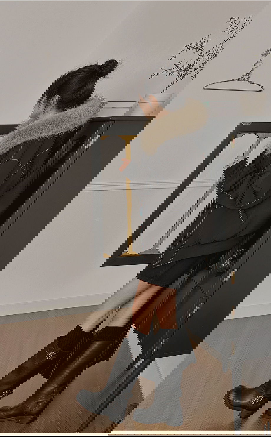 리리앤코 루프지앤 스티치 퍼 후드 점퍼