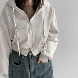 투웨이후디3 무지크롭후드집업